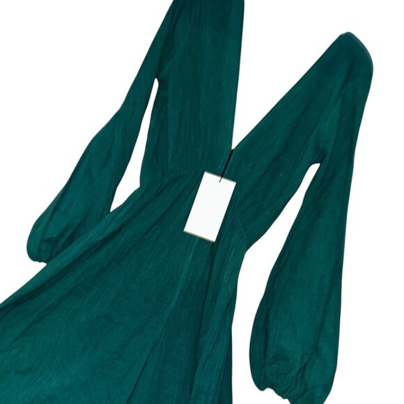 Kalita NEW NWT teal Deep V balloon sleeve jumpsuit M - Picture 3 of 4